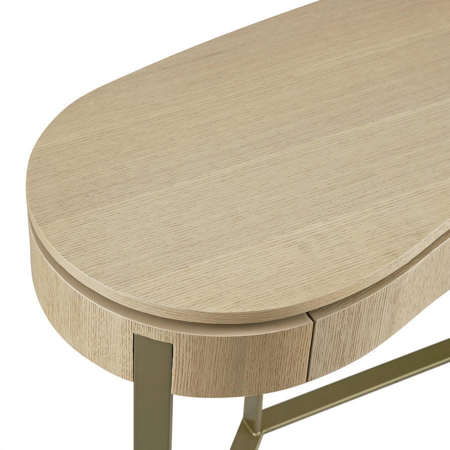 Gramercy Curved-Front 2-Drawer Console Table, Beige Oak