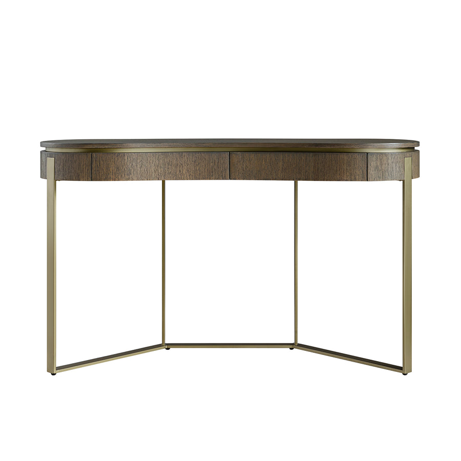 Gramercy Curved-Front 2-Drawer Console Table, Smoked Grey Oak