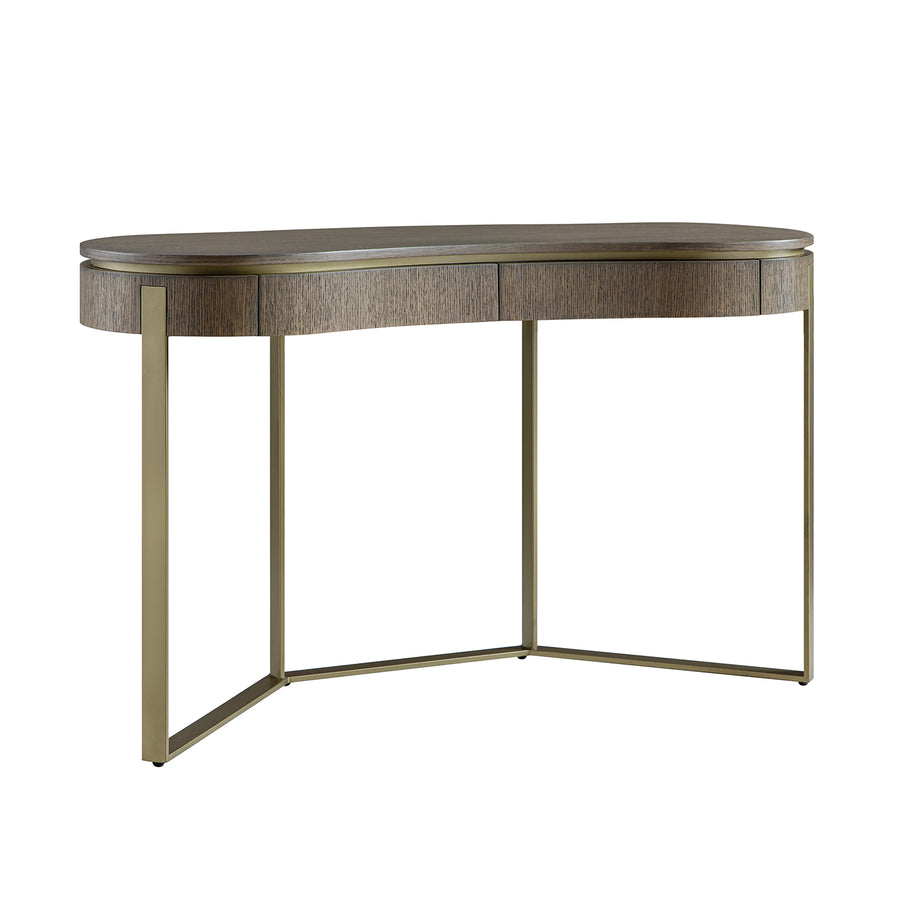 Gramercy Curved-Front 2-Drawer Console Table, Smoked Grey Oak