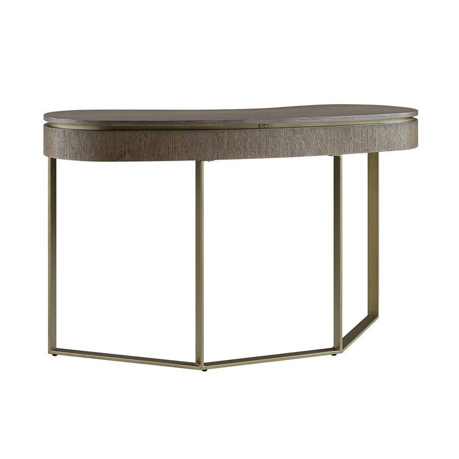 Gramercy Curved-Front 2-Drawer Console Table, Smoked Grey Oak