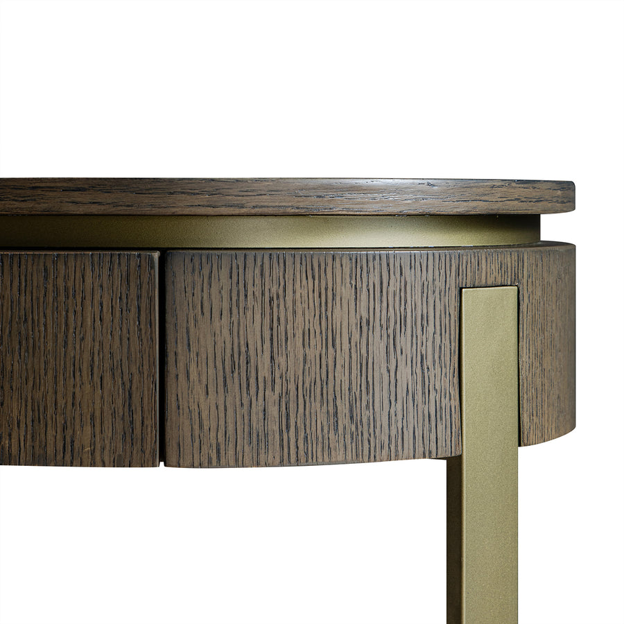 Gramercy Curved-Front 2-Drawer Console Table, Smoked Grey Oak