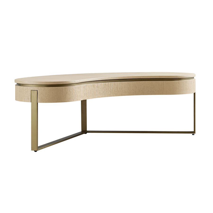 Gramercy Kidney-Shape Storage Coffee Table, Beige Oak