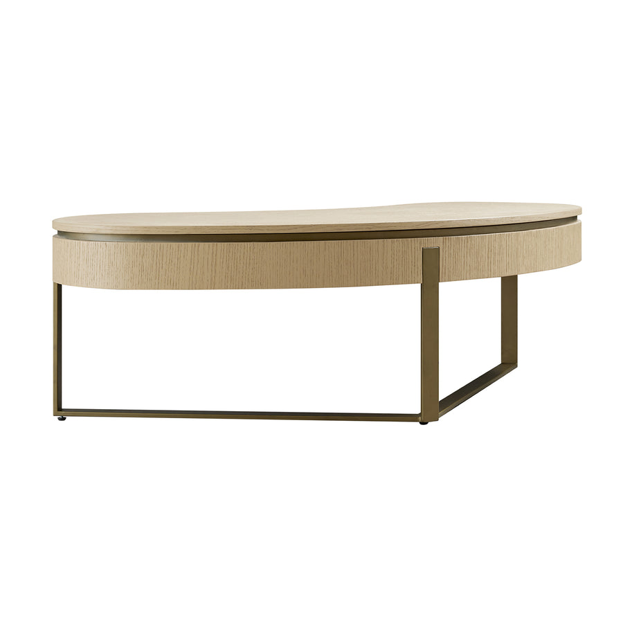 Gramercy Kidney-Shape Storage Coffee Table, Beige Oak