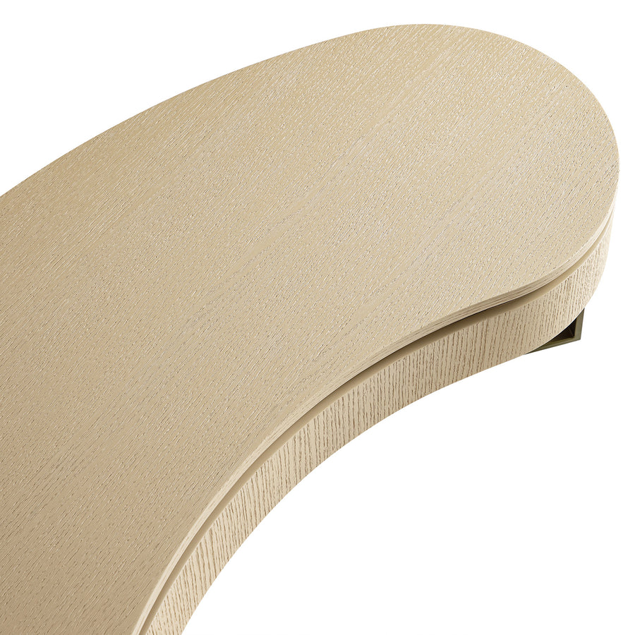 Gramercy Kidney-Shape Storage Coffee Table, Beige Oak