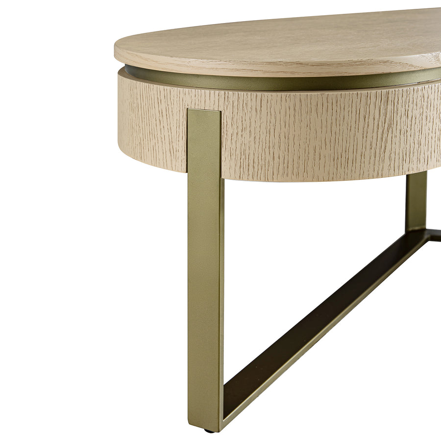 Gramercy Kidney-Shape Storage Coffee Table, Beige Oak