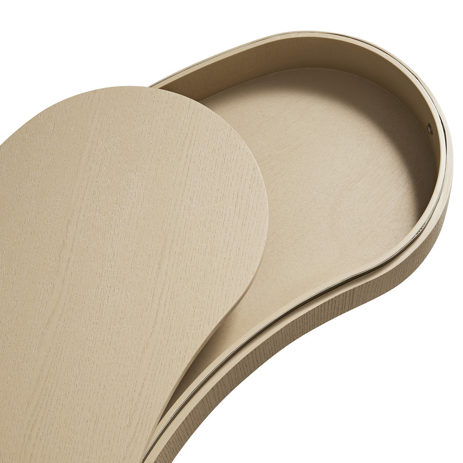 Gramercy Kidney-Shape Storage Coffee Table, Beige Oak