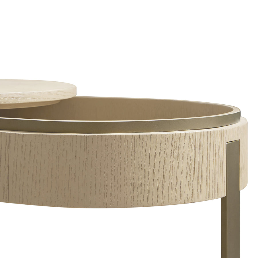 Gramercy Kidney-Shape Storage Coffee Table, Beige Oak