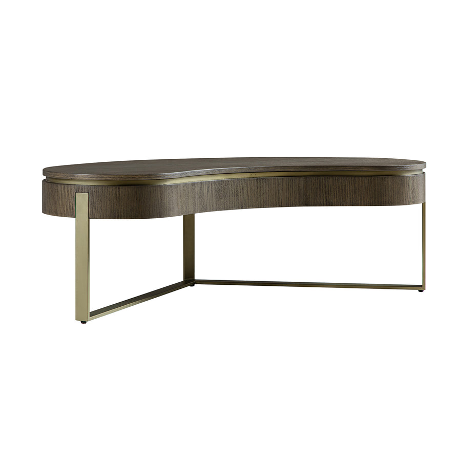 Gramercy Kidney-Shape Storage Coffee Table, Smoked Grey Oak