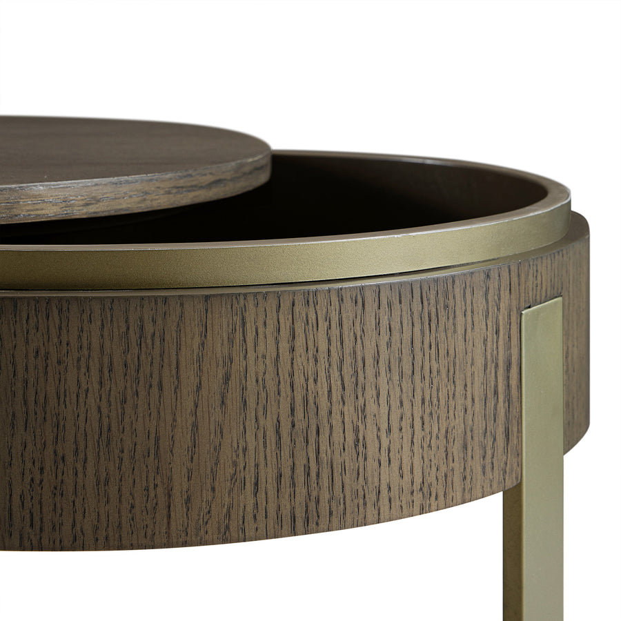 Gramercy Kidney-Shape Storage Coffee Table, Smoked Grey Oak