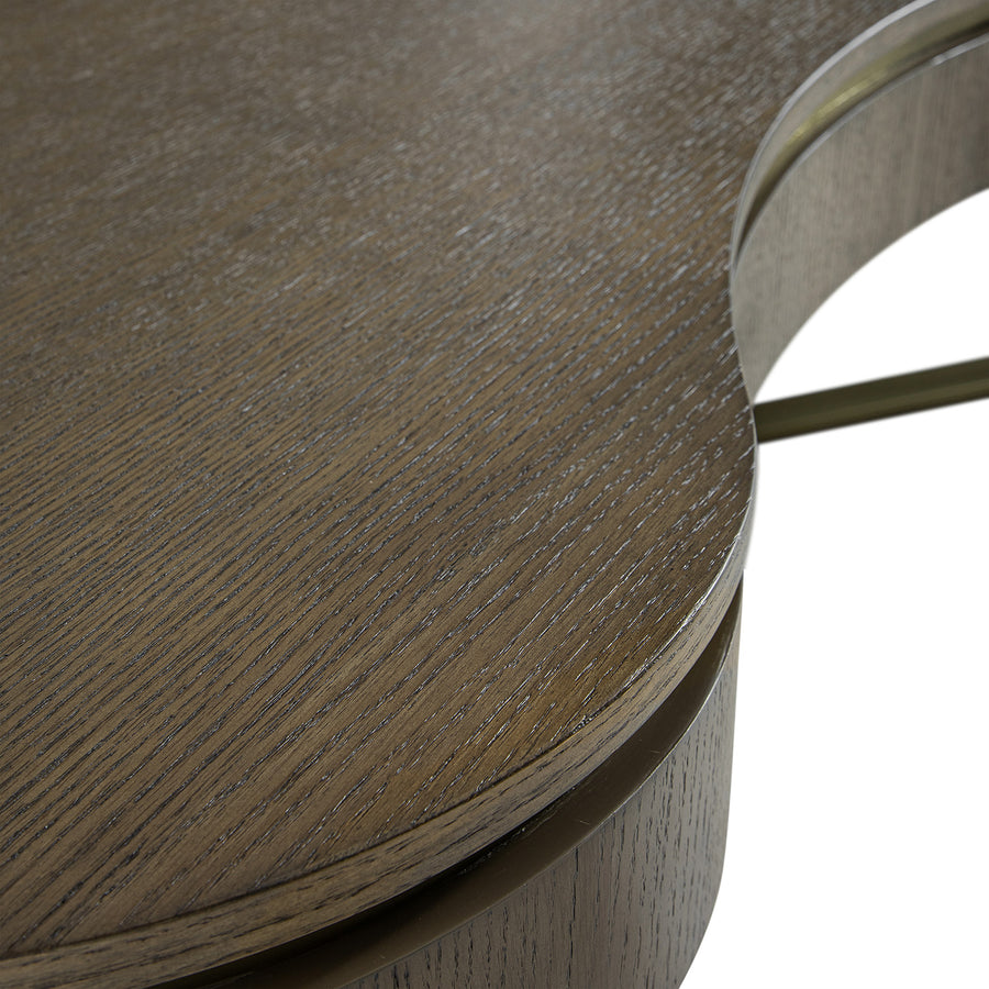 Gramercy Kidney-Shape Storage Coffee Table, Smoked Grey Oak