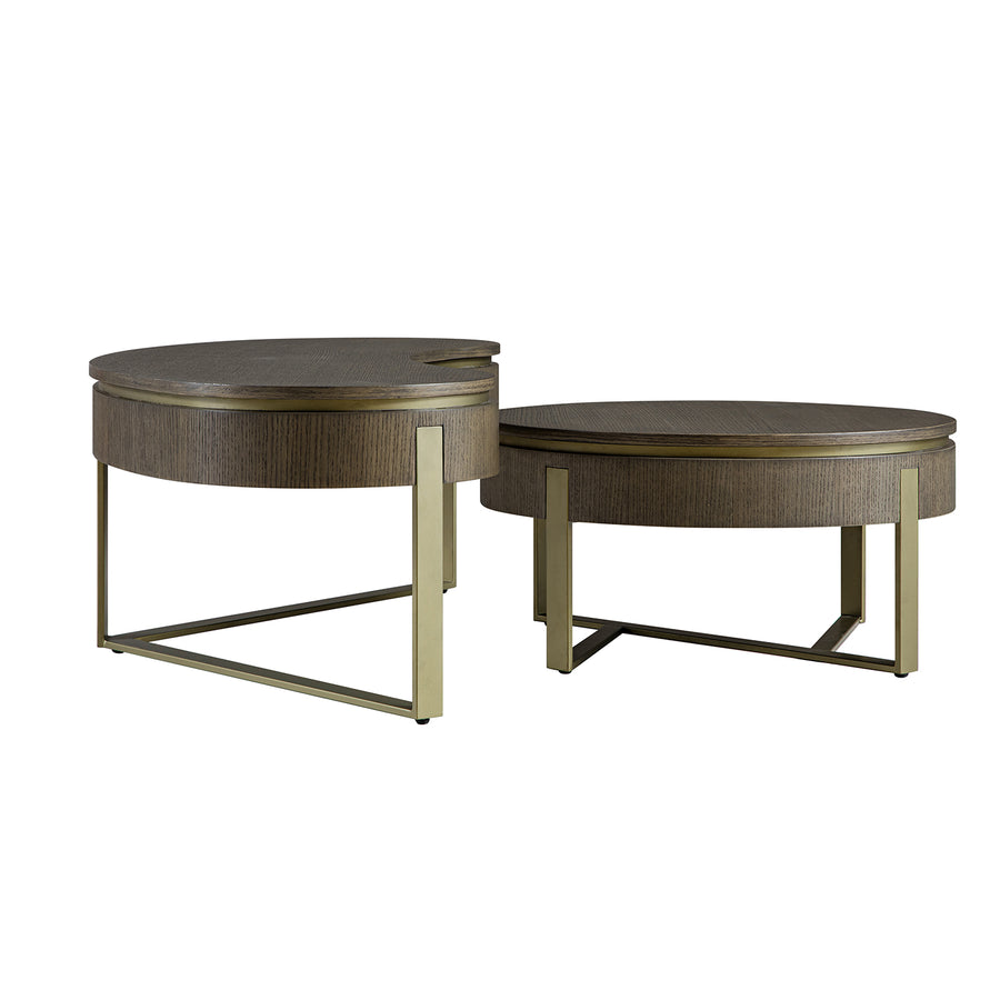 Gramercy Kidney-Round Storage Coffee Table Set, Smoked Grey Oak