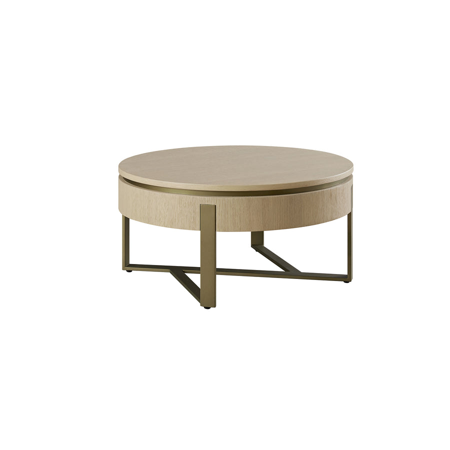 Gramercy Round Storage Coffee Table, Beige Oak