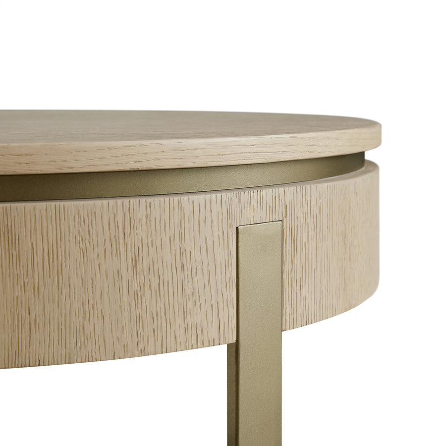 Gramercy Round Storage Coffee Table, Beige Oak