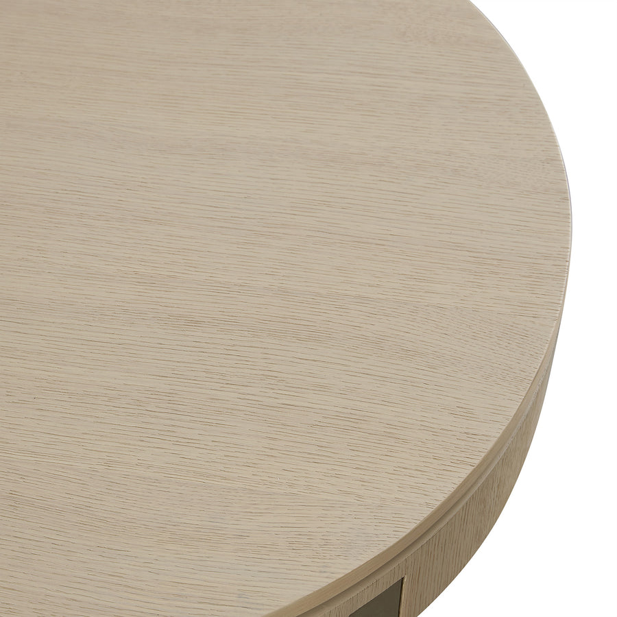 Gramercy Round Storage Coffee Table, Beige Oak