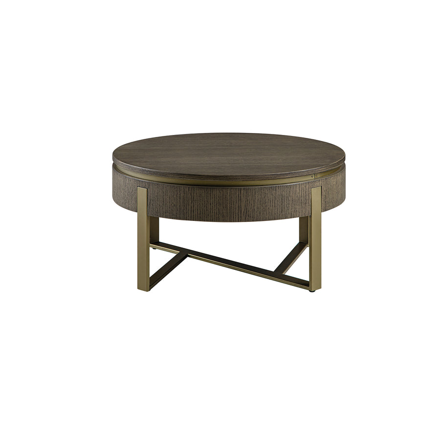 Gramercy Round Storage Coffee Table, Smoked Grey Oak