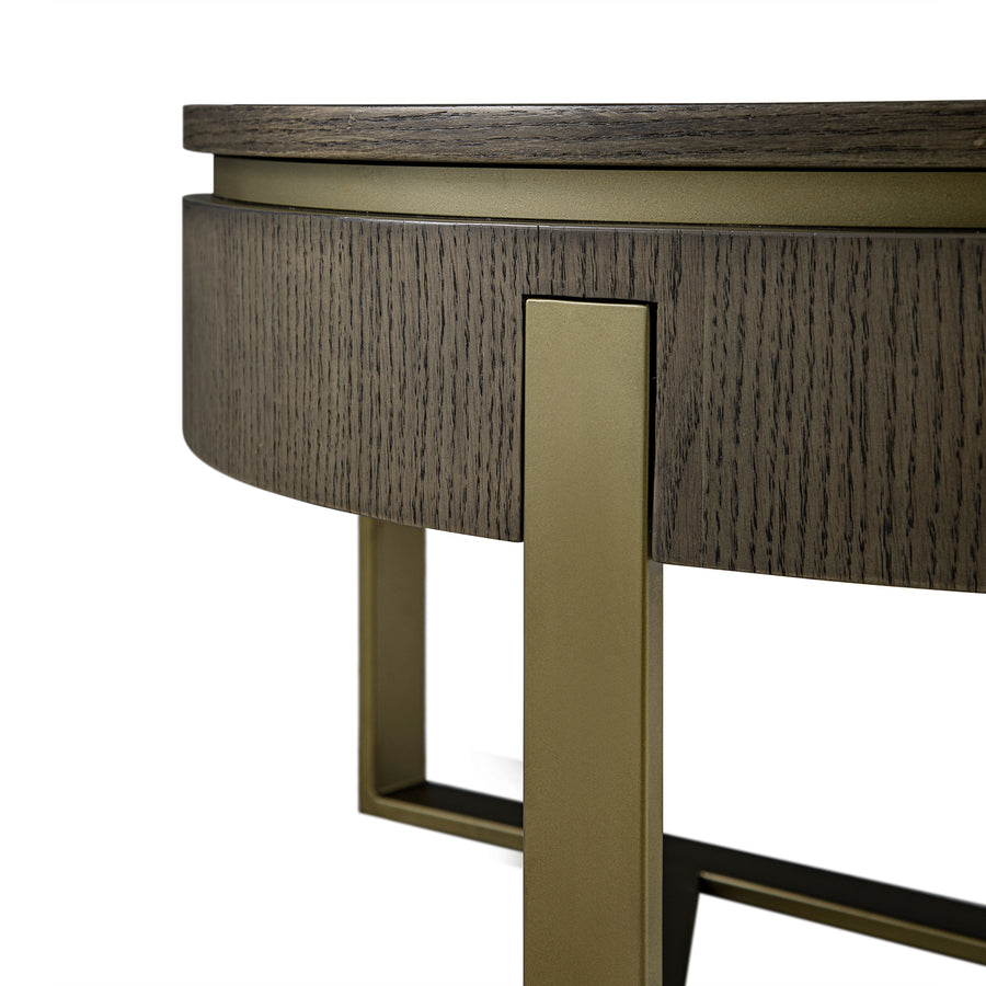 Gramercy Round Storage Coffee Table, Smoked Grey Oak