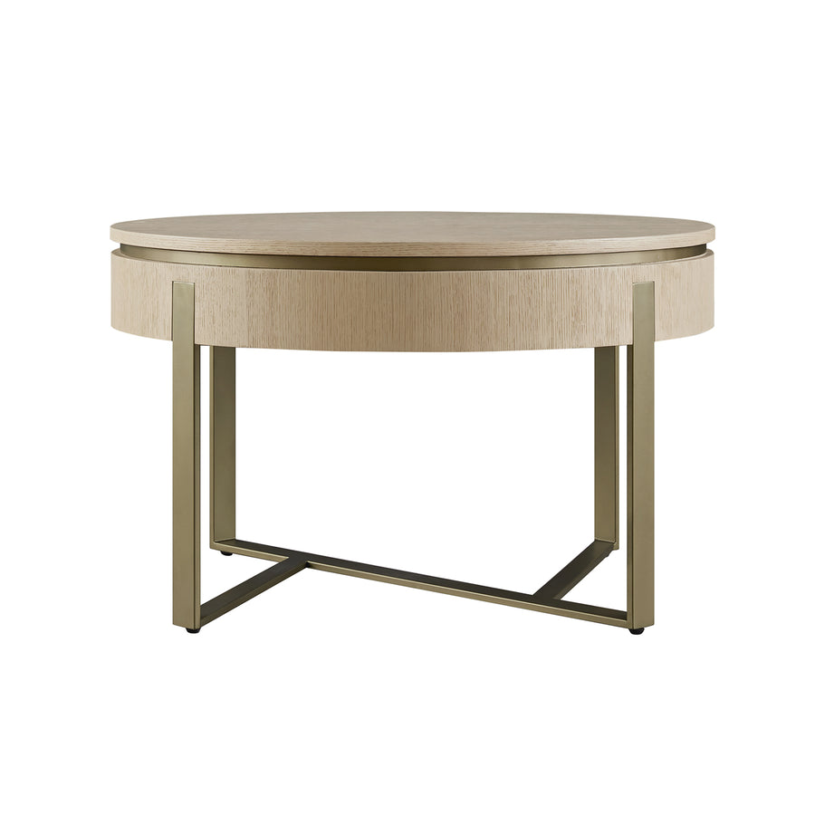 Gramercy 75cm Round Storage Coffee Table, Beige Oak