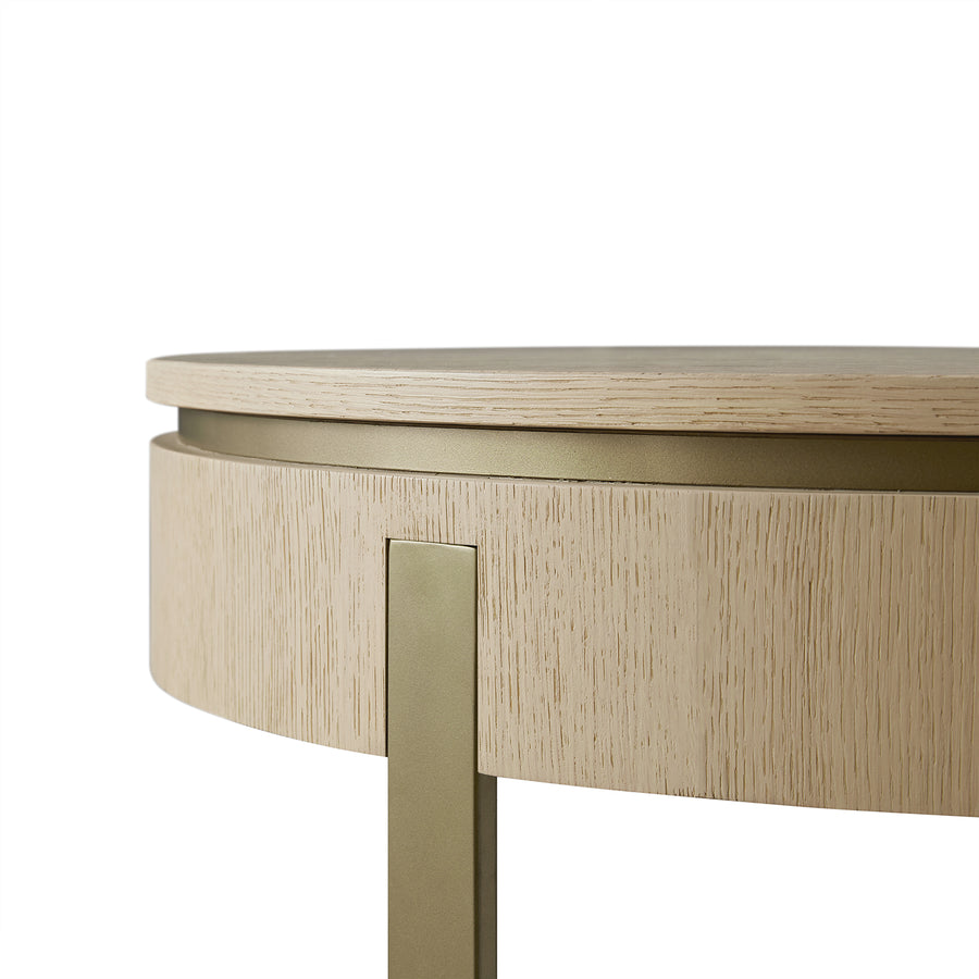 Gramercy 75cm Round Storage Coffee Table, Beige Oak