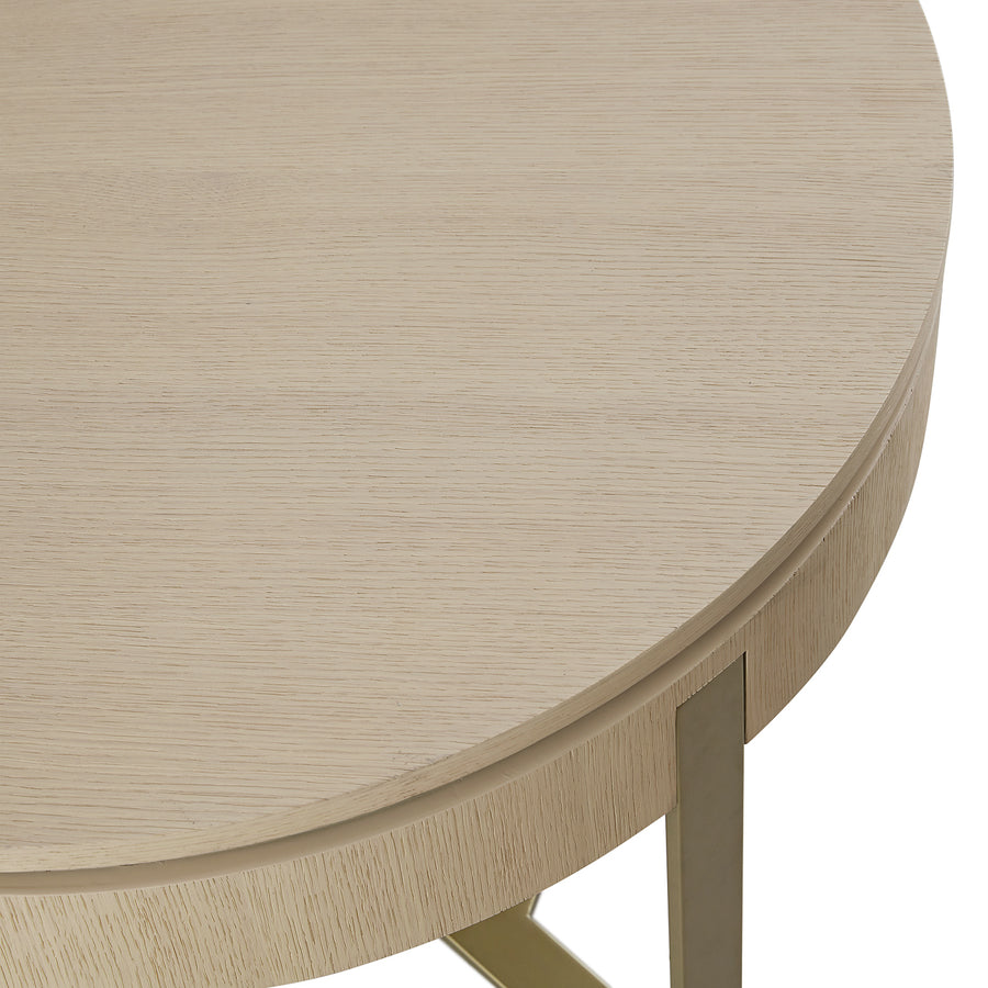 Gramercy 75cm Round Storage Coffee Table, Beige Oak