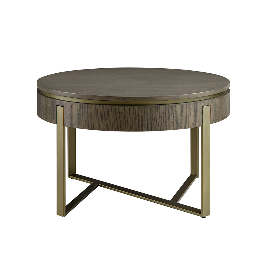 Gramercy 75cm Round Storage Coffee Table, Smoked Grey Oak