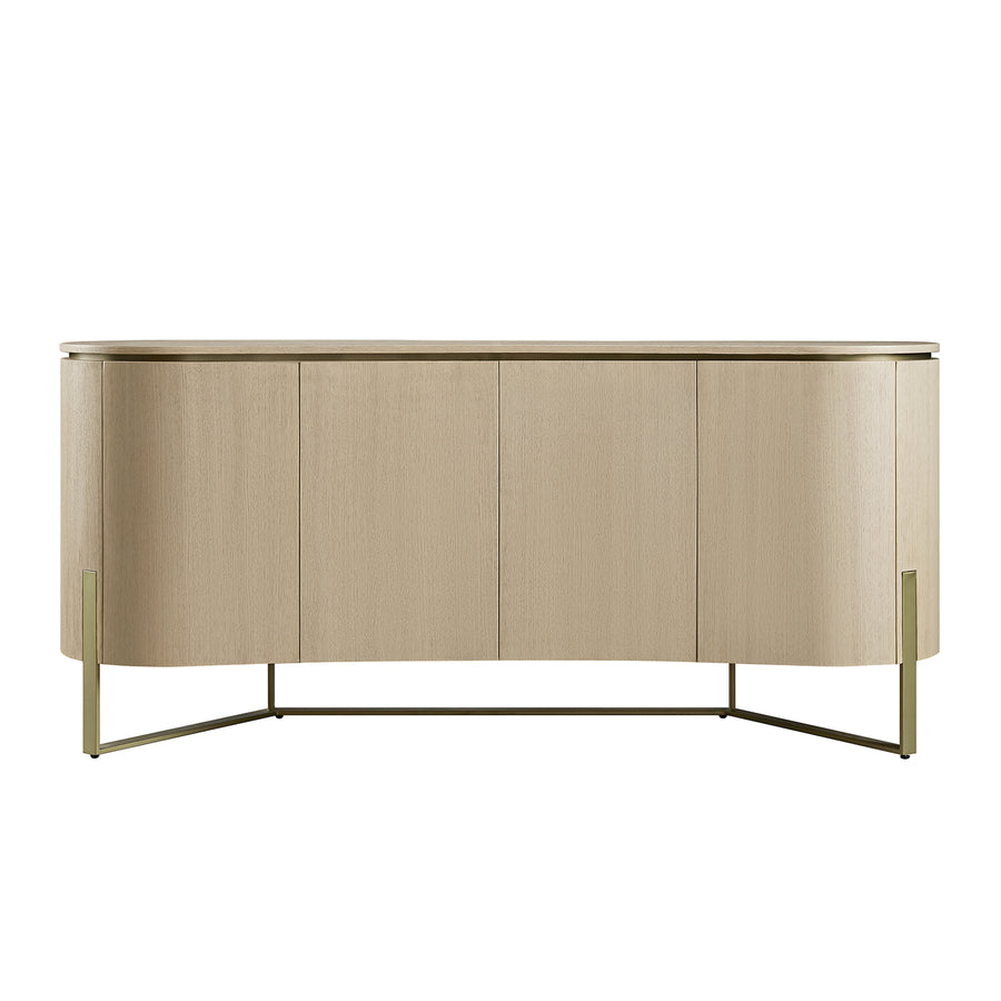 Gramercy Large Curved-Front 4-Door Sideboard, Beige Oak & Cool Bronze - daals