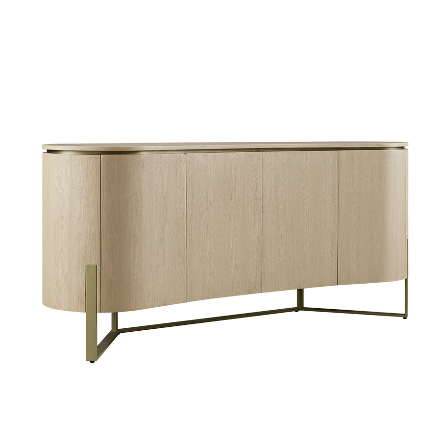 Gramercy Large Curved-Front 4-Door Sideboard, Beige Oak & Cool Bronze - daals