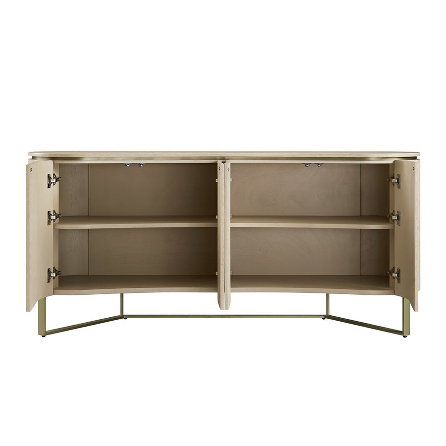 Gramercy Large Curved-Front 4-Door Sideboard, Beige Oak & Cool Bronze - daals