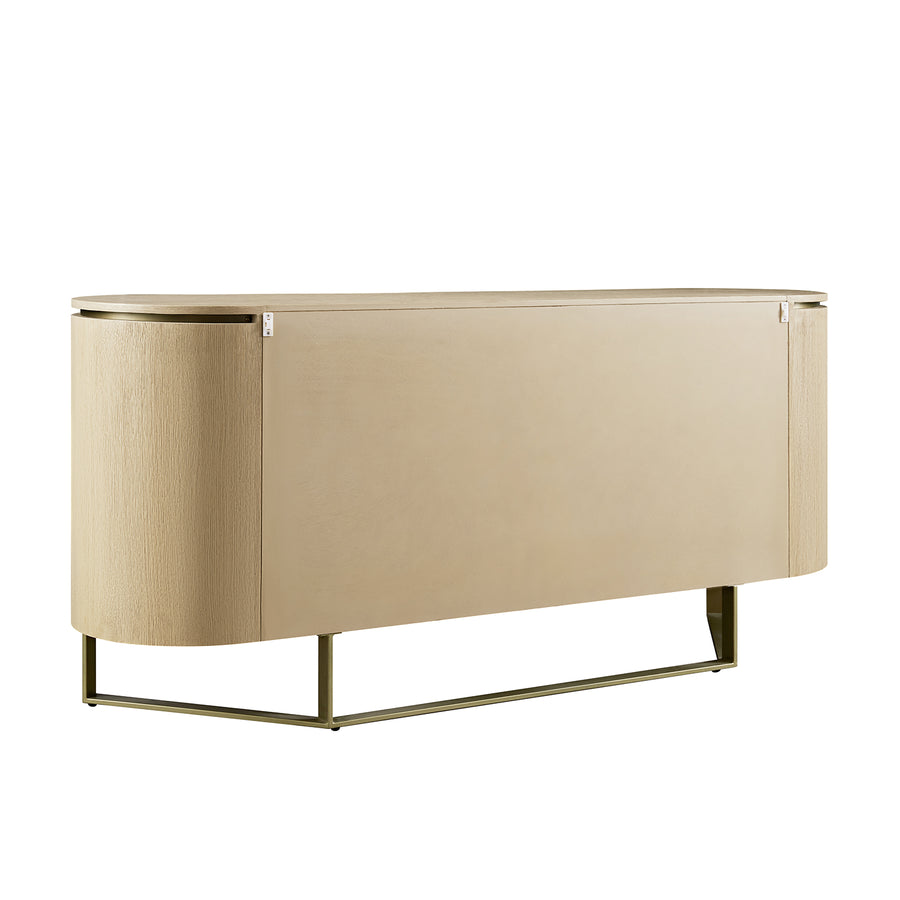 Gramercy Large Curved-Front 4-Door Sideboard, Beige Oak & Cool Bronze - daals