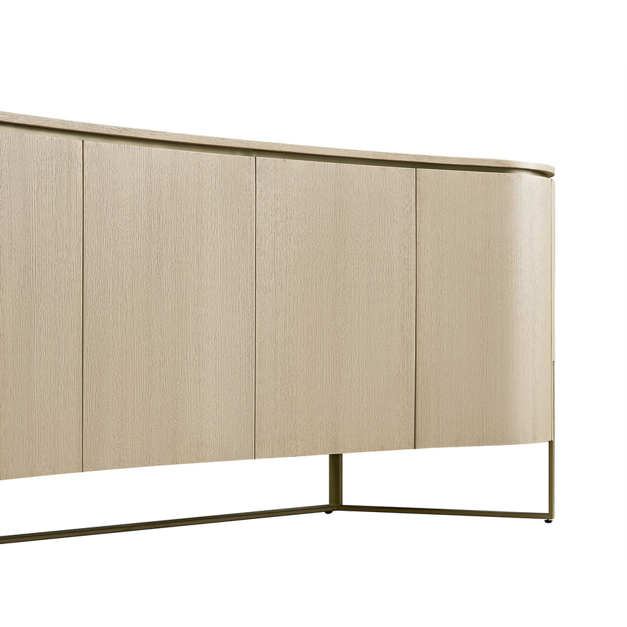 Gramercy Large Curved-Front 4-Door Sideboard, Beige Oak & Cool Bronze - daals