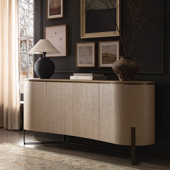Gramercy Large Curved-Front 4-Door Sideboard, Beige Oak