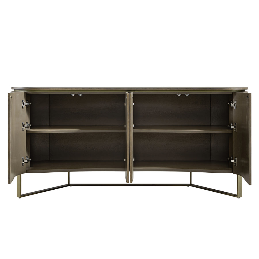 Gramercy Large Curved-Front 4-Door Sideboard, Smoked Grey Oak