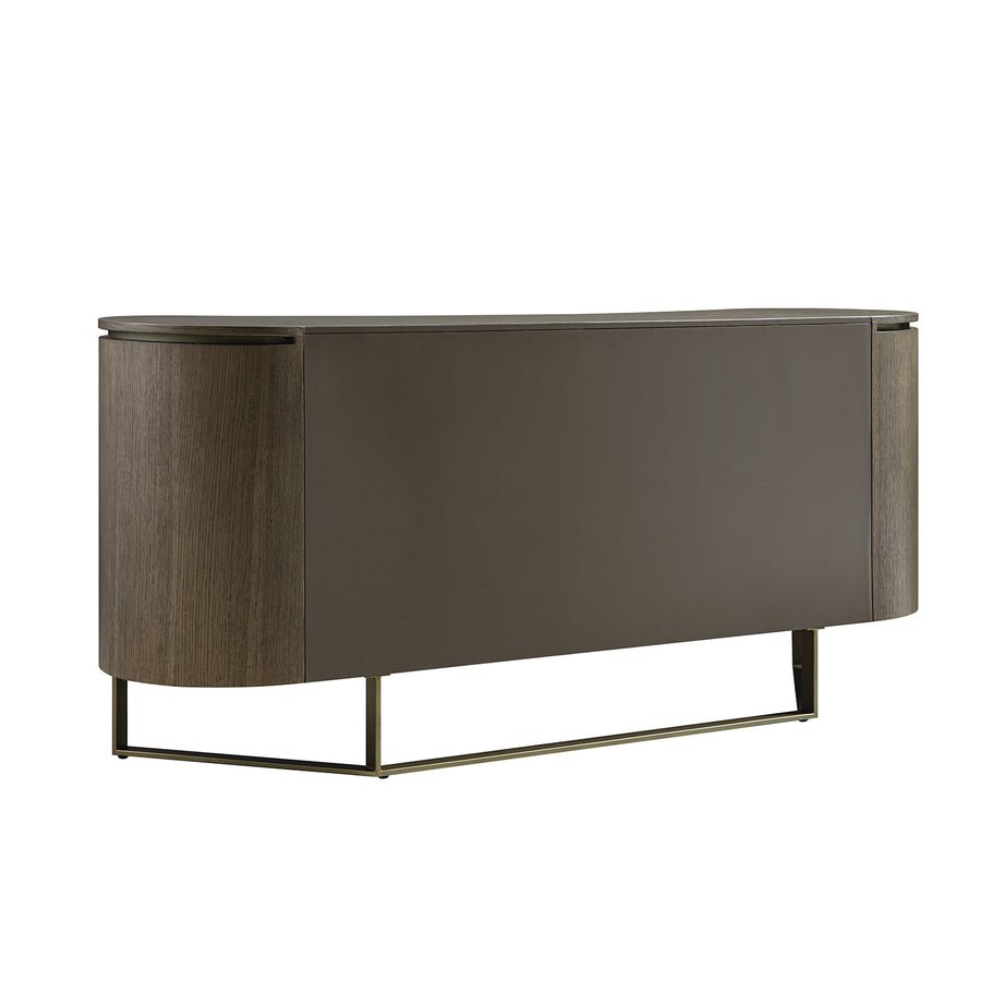 Gramercy Large Curved-Front 4-Door Sideboard, Smoked Grey Oak
