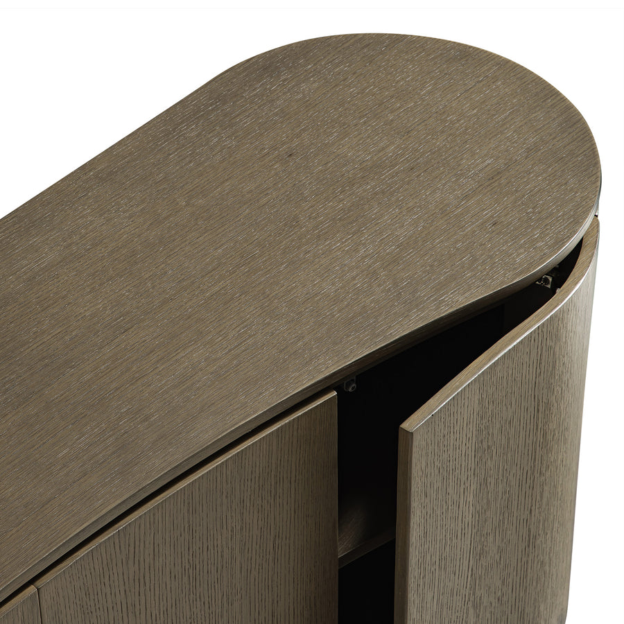 Gramercy Large Curved-Front 4-Door Sideboard, Smoked Grey Oak