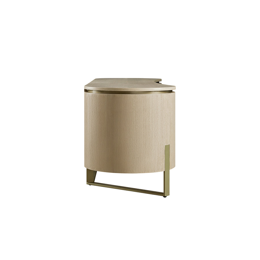 Gramercy Large 180cm Curved-Front TV Unit, Beige Oak & Cool Bronze - daals