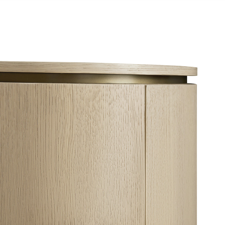 Gramercy Large 180cm Curved-Front TV Unit, Beige Oak & Cool Bronze - daals