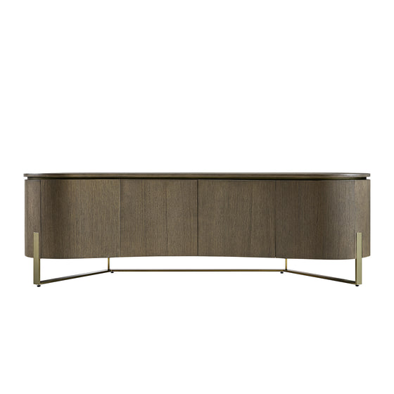 Gramercy Large 180cm Curved-Front TV Unit, Smoked Grey Oak