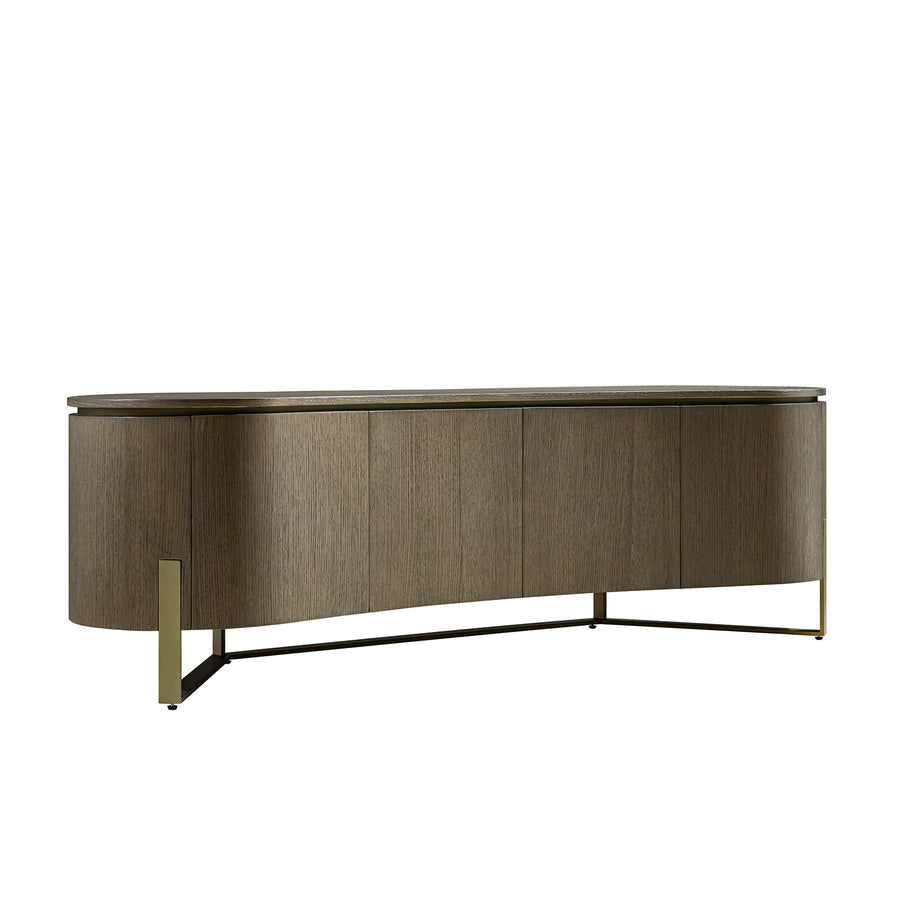 Gramercy Large 180cm Curved-Front TV Unit, Smoked Grey Oak