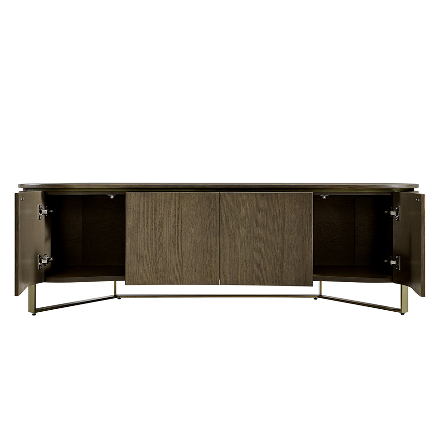 Gramercy Large 180cm Curved-Front TV Unit, Smoked Grey Oak