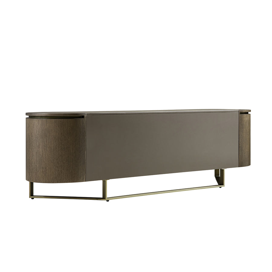 Gramercy Large 180cm Curved-Front TV Unit, Smoked Grey Oak