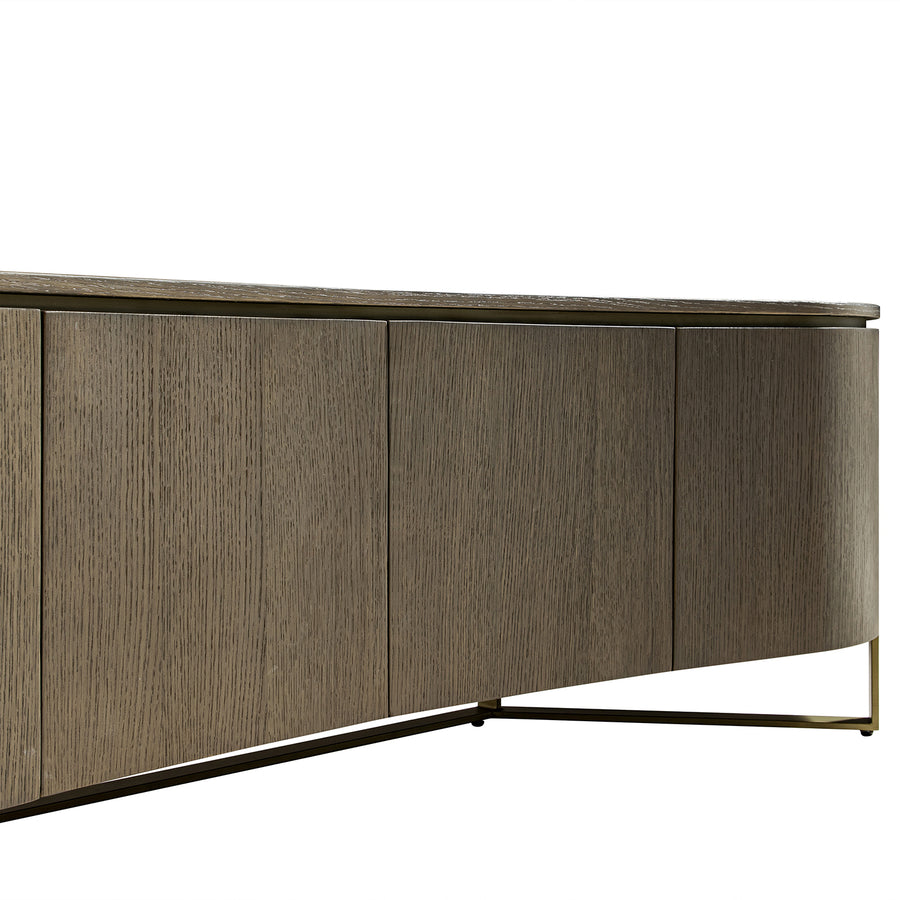 Gramercy Large 180cm Curved-Front TV Unit, Smoked Grey Oak