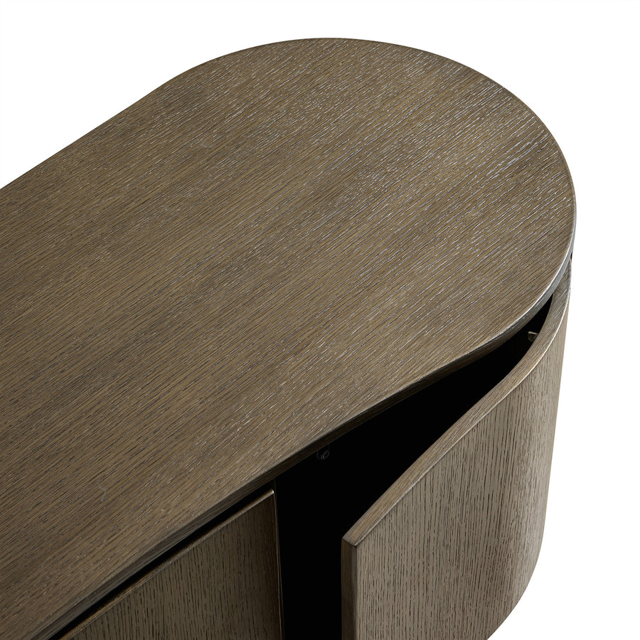 Gramercy Large 180cm Curved-Front TV Unit, Smoked Grey Oak
