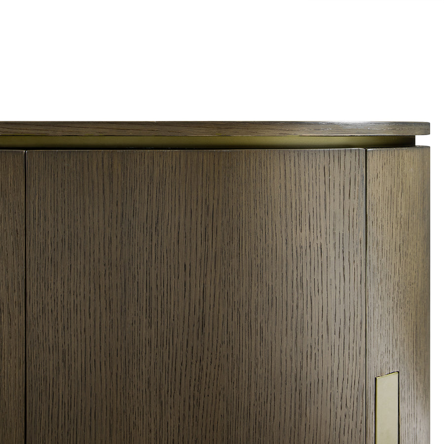Gramercy Large 180cm Curved-Front TV Unit, Smoked Grey Oak