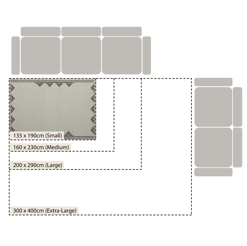 Atlan Cream & Black Handwoven Wool Rug