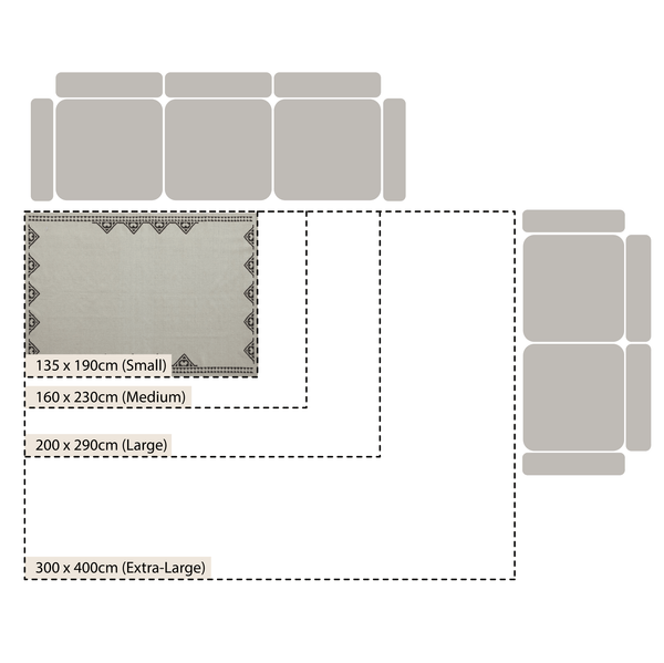 Atlan Cream & Black Handwoven Wool Rug