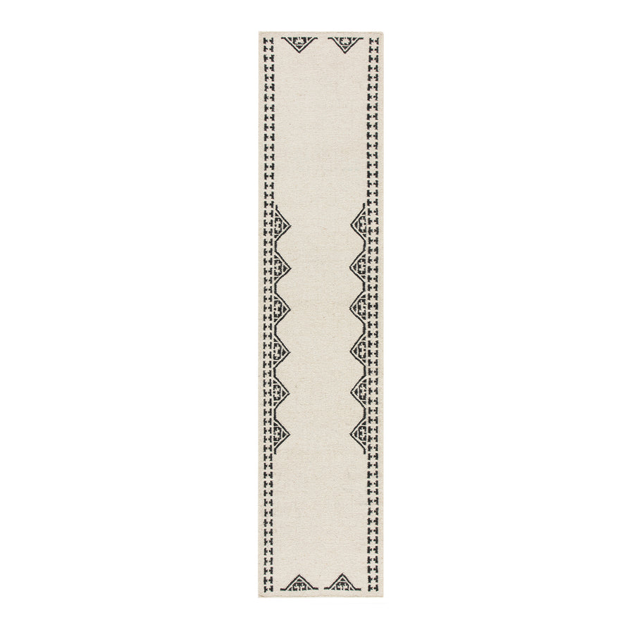 Atlan Cream & Black Handwoven Wool Runner