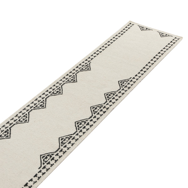 Atlan Cream & Black Handwoven Wool Runner