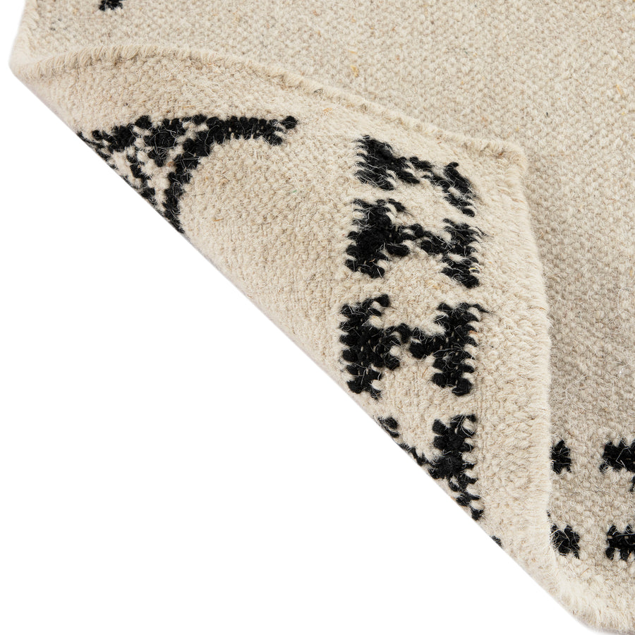 Atlan Cream & Black Handwoven Wool Runner