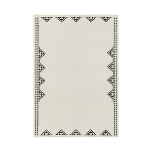 Atlan Cream & Black Handwoven Wool Rug