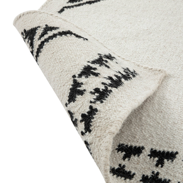 Atlan Cream & Black Handwoven Wool Rug