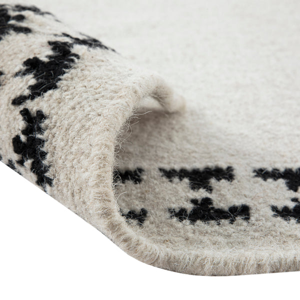 Atlan Cream & Black Handwoven Wool Rug